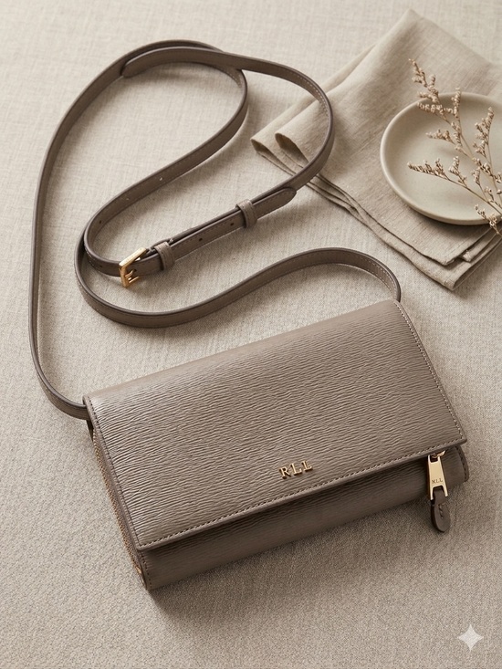 Ralph Lauren Handbags - Ralph Lauren Taupe Crossbody with Gold Hardware
